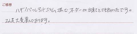 実筆のご感想　Hiroyuki& Arceli様